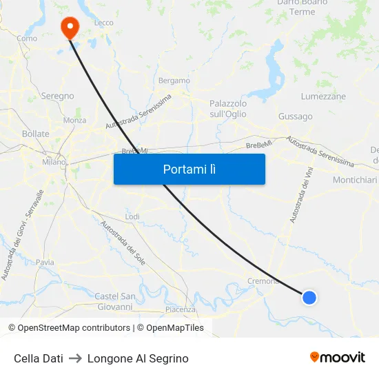 Cella Dati to Longone Al Segrino map