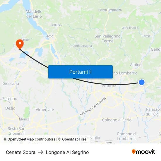 Cenate Sopra to Longone Al Segrino map