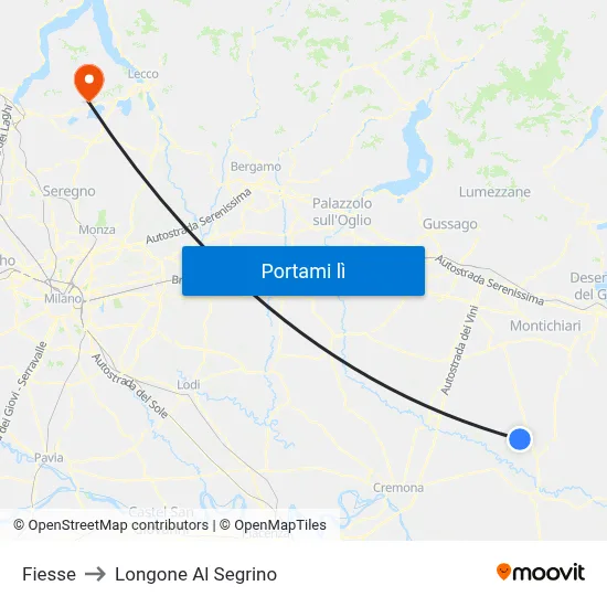 Fiesse to Longone Al Segrino map