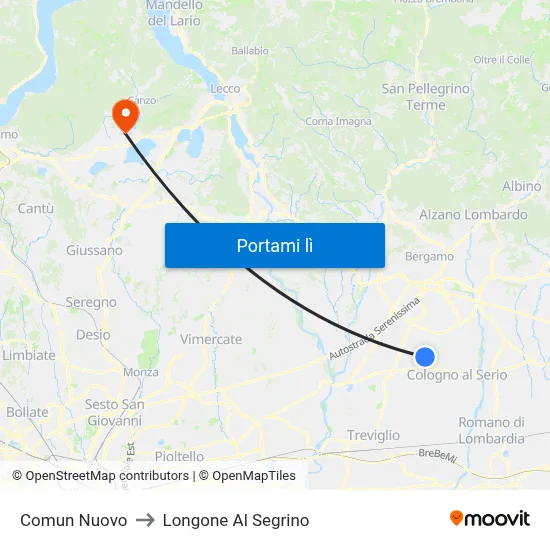 Comun Nuovo to Longone Al Segrino map