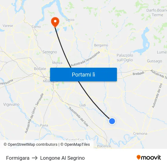 Formigara to Longone Al Segrino map