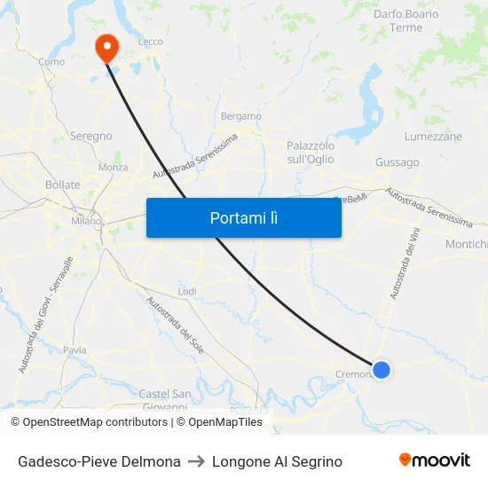 Gadesco-Pieve Delmona to Longone Al Segrino map