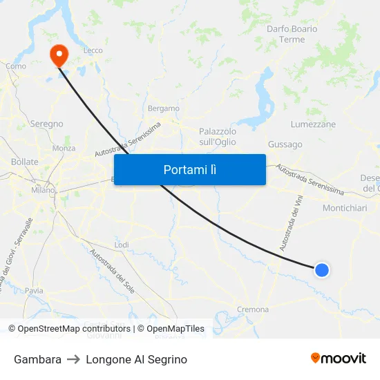 Gambara to Longone Al Segrino map