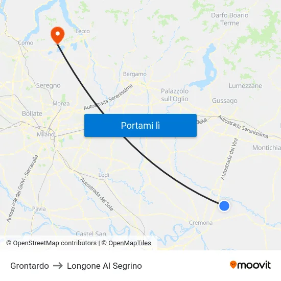 Grontardo to Longone Al Segrino map