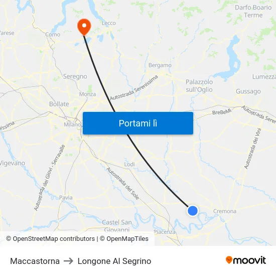 Maccastorna to Longone Al Segrino map