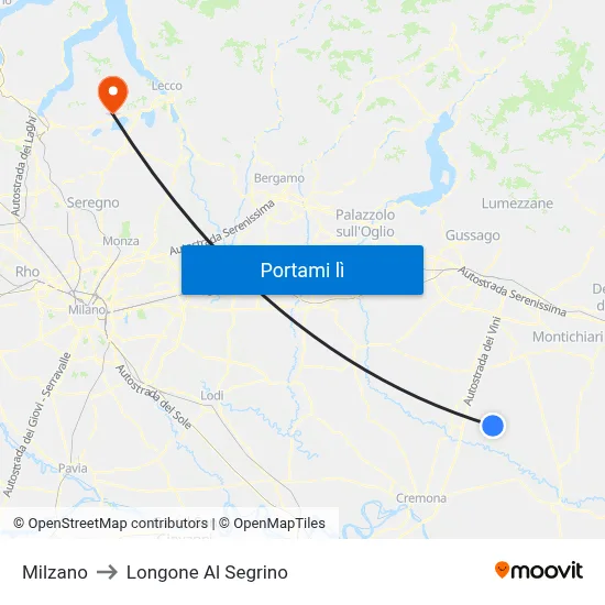 Milzano to Longone Al Segrino map