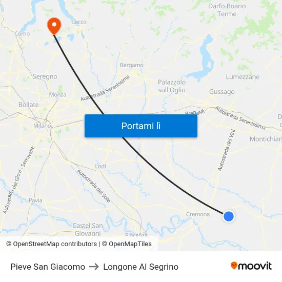 Pieve San Giacomo to Longone Al Segrino map