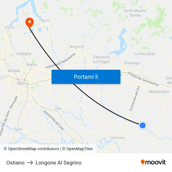 Ostiano to Longone Al Segrino map