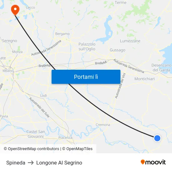Spineda to Longone Al Segrino map