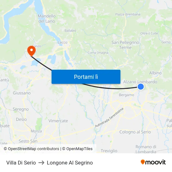 Villa Di Serio to Longone Al Segrino map
