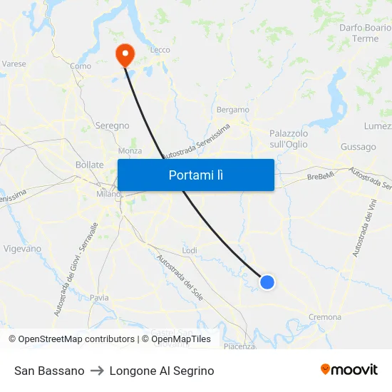 San Bassano to Longone Al Segrino map
