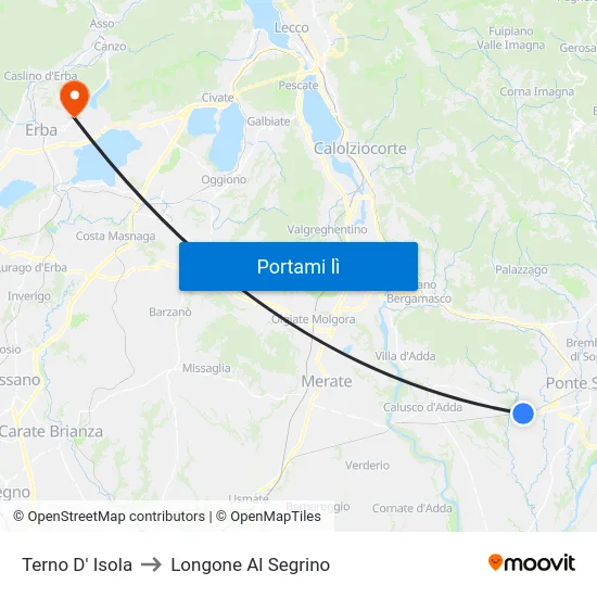 Terno D' Isola to Longone Al Segrino map