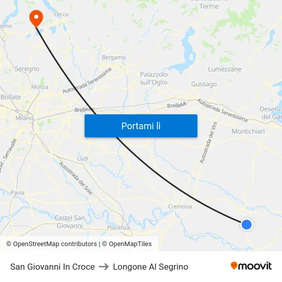 San Giovanni In Croce to Longone Al Segrino map