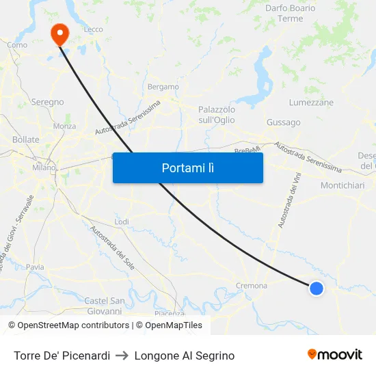 Torre De' Picenardi to Longone Al Segrino map