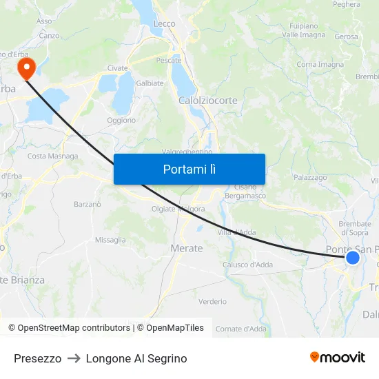 Presezzo to Longone Al Segrino map