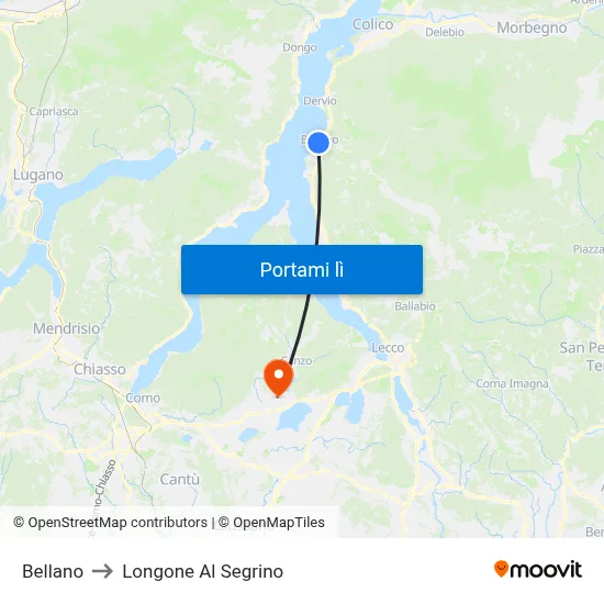Bellano to Longone Al Segrino map