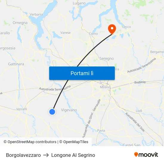 Borgolavezzaro to Longone Al Segrino map