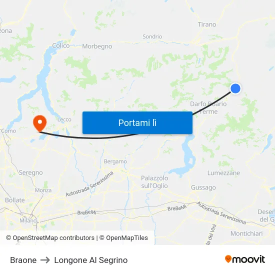 Braone to Longone Al Segrino map
