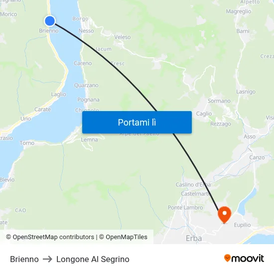 Brienno to Longone Al Segrino map