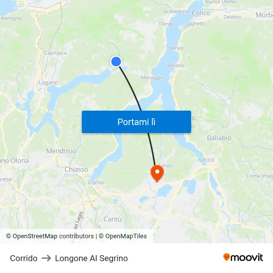 Corrido to Longone Al Segrino map