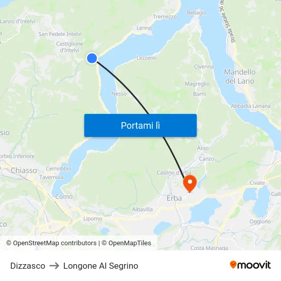 Dizzasco to Longone Al Segrino map