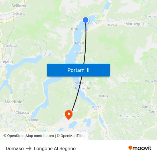 Domaso to Longone Al Segrino map