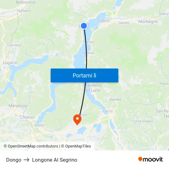 Dongo to Longone Al Segrino map