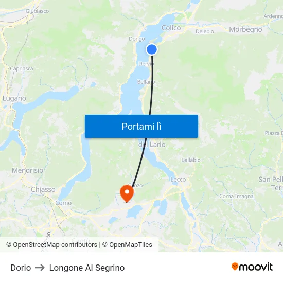 Dorio to Longone Al Segrino map