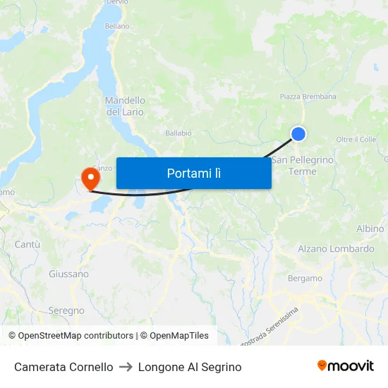 Camerata Cornello to Longone Al Segrino map
