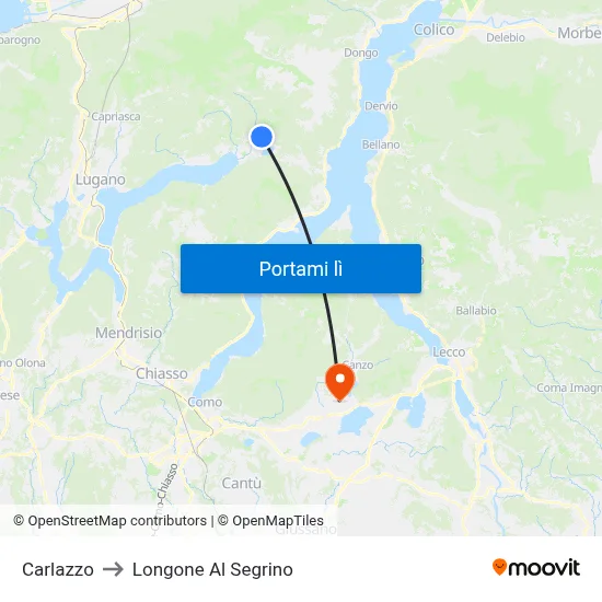 Carlazzo to Longone Al Segrino map