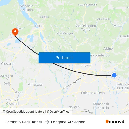 Carobbio Degli Angeli to Longone Al Segrino map
