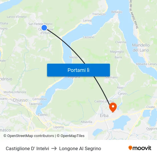 Castiglione D' Intelvi to Longone Al Segrino map