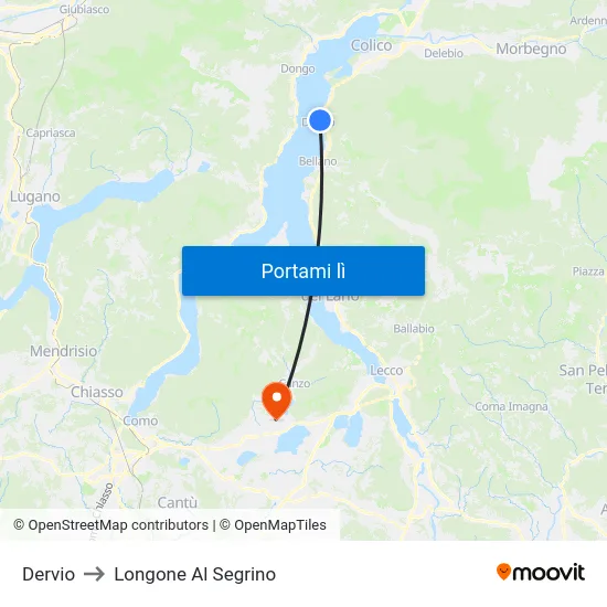 Dervio to Longone Al Segrino map
