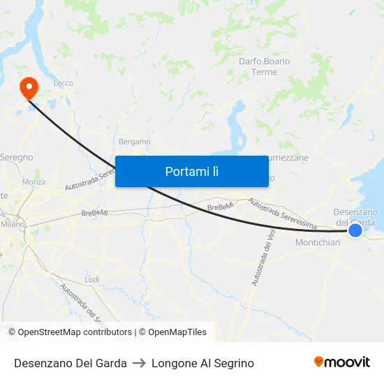 Desenzano Del Garda to Longone Al Segrino map