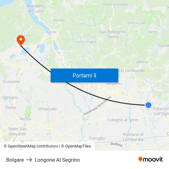 Bolgare to Longone Al Segrino map