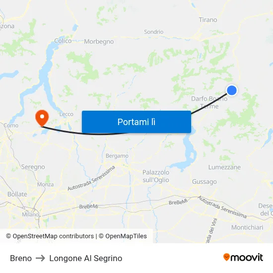 Breno to Longone Al Segrino map