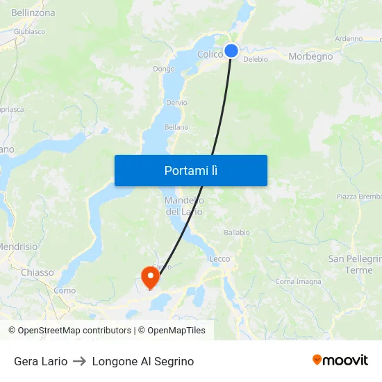 Gera Lario to Longone Al Segrino map
