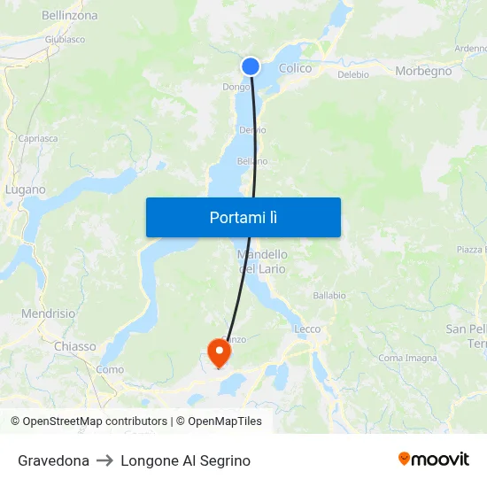 Gravedona to Longone Al Segrino map