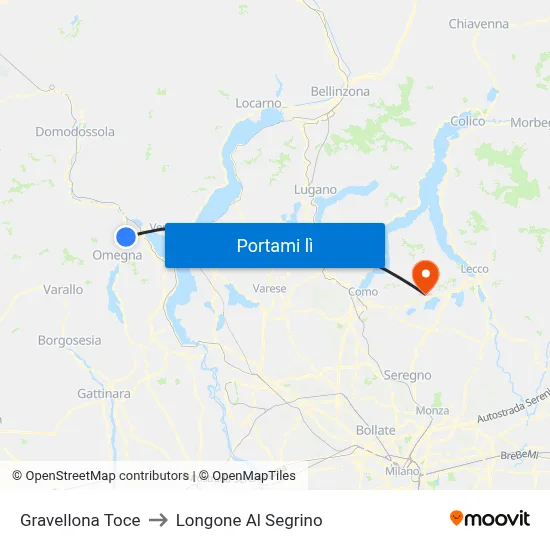 Gravellona Toce to Longone Al Segrino map