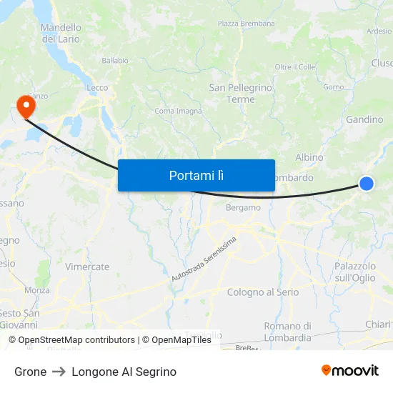 Grone to Longone Al Segrino map