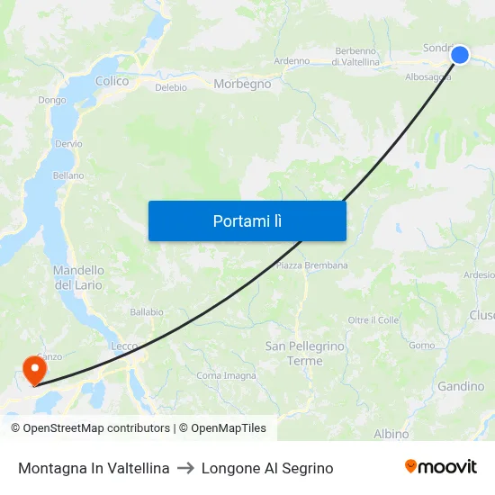 Montagna In Valtellina to Longone Al Segrino map