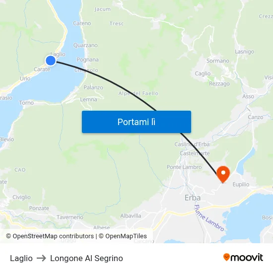 Laglio to Longone Al Segrino map