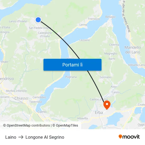 Laino to Longone Al Segrino map