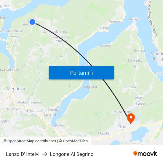 Lanzo D' Intelvi to Longone Al Segrino map