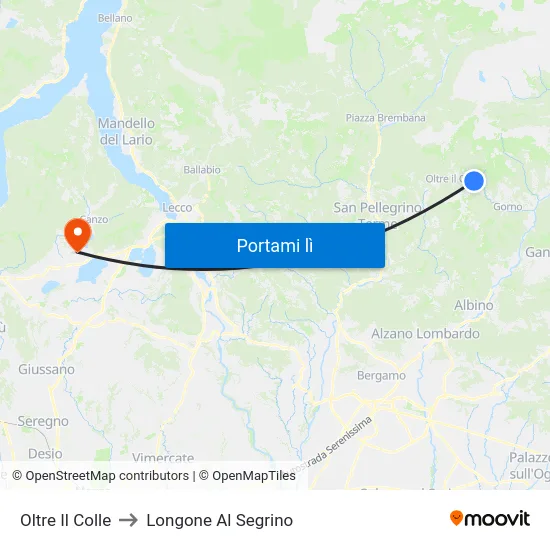 Oltre Il Colle to Longone Al Segrino map
