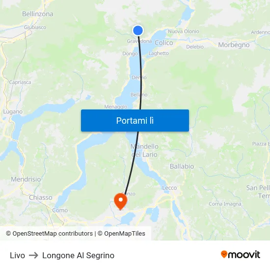 Livo to Longone Al Segrino map