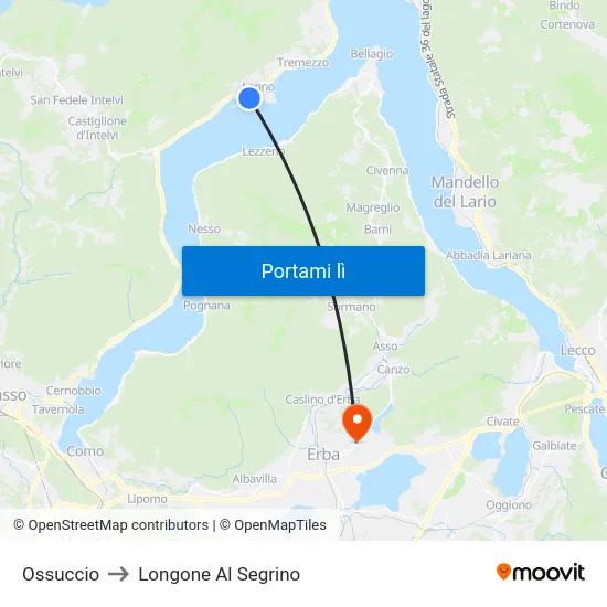 Ossuccio to Longone Al Segrino map