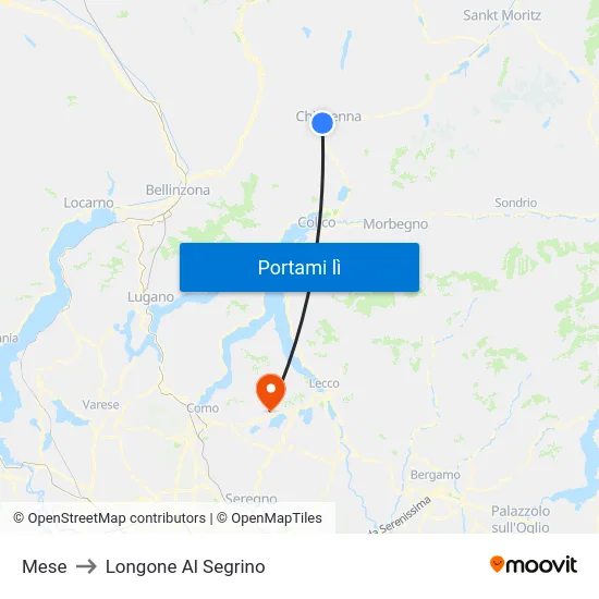 Mese to Longone Al Segrino map