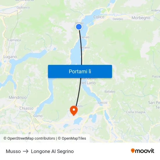 Musso to Longone Al Segrino map