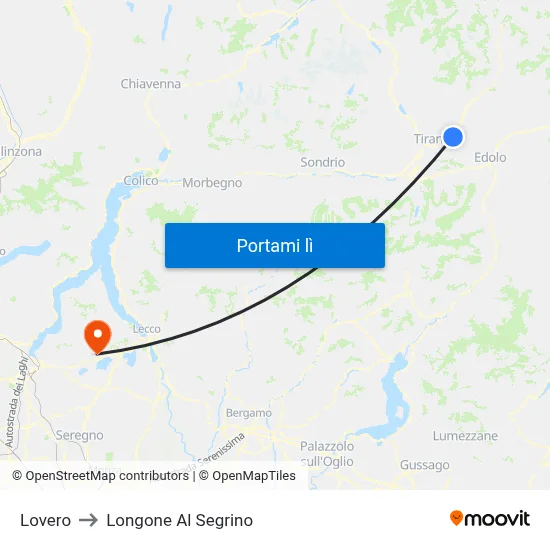 Lovero to Longone Al Segrino map